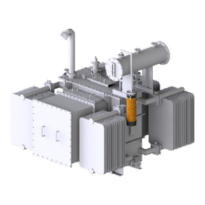 CAD Modell eines Transformator mit einem Silicagel Adsorber