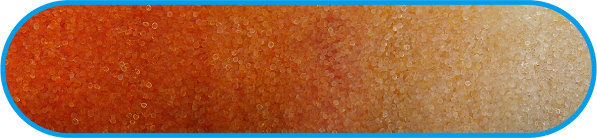 Farbverlauf Silikagel Giebel Desiccants: orange → farblos