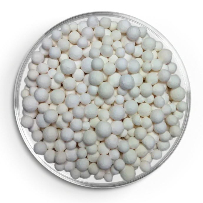 Palline di allumina attivata bianca in piatto di petri